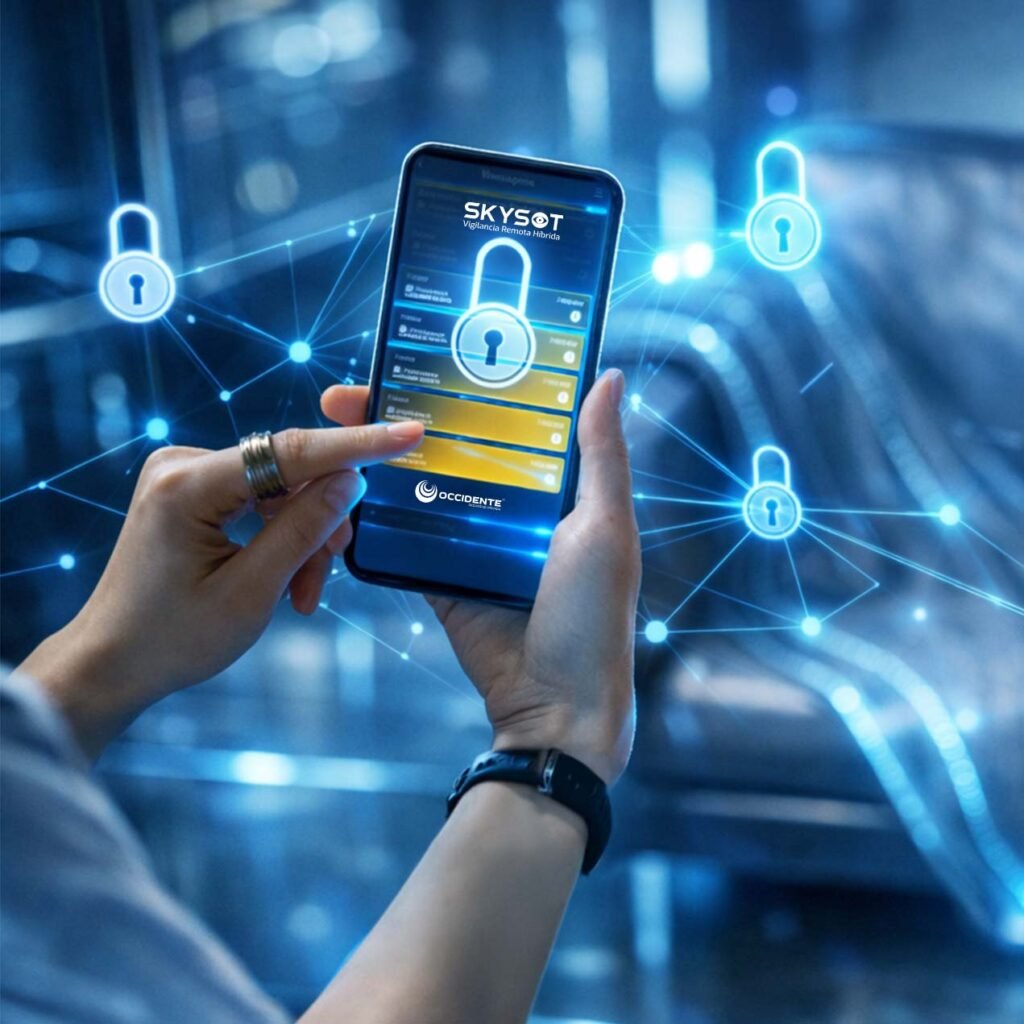 Aplicación móvil SKYSOT para gestión de alertas, accesos y monitoreo remoto desde el celular
