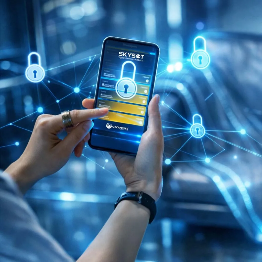Aplicación móvil SKYSOT para gestión de alertas, accesos y monitoreo remoto desde el celular